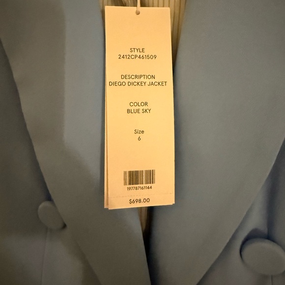 NWT - Veronica Beard Sky Blue Double-Breasted Diego Dicky Jacket - size 6 - Picture 2 of 10